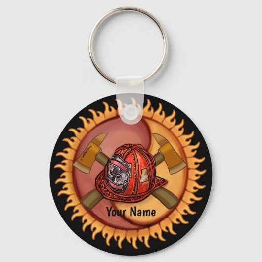 Yin Yang Brandweerman aangepaste brandweerman sleu Sleutelhanger (Voorkant)