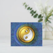 Yin-Yang Briefkaart, Golden Ring en Blauwe mozaïek Briefkaart (Staand voorkant)