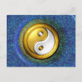 Yin-Yang Briefkaart, Golden Ring en Blauwe mozaïek Briefkaart (Voorkant)