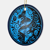Yin Yang Butterflies, blauw en zwart Keramisch Ornament (Links)