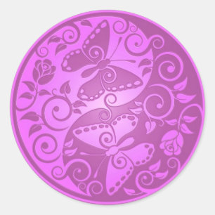 Yin Yang Butterflies, purple Ronde Sticker