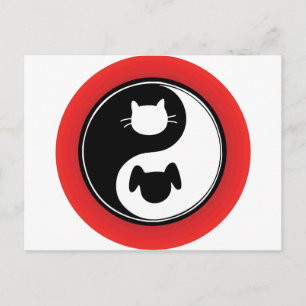 Yin Yang Cat Dog Briefkaart