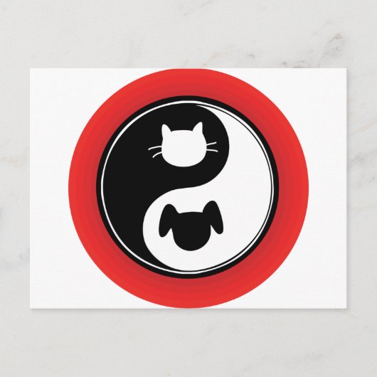 Yin Yang Cat Dog Briefkaart (Voorkant)
