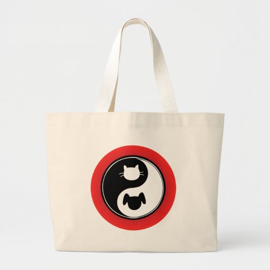 Yin Yang Cat Dog Grote Tote Bag (Voorkant)
