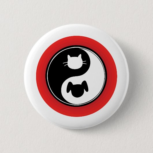 Yin Yang Cat Dog Ronde Button 5,7 Cm (Voorkant)
