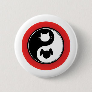Yin Yang Cat Dog Ronde Button 5,7 Cm