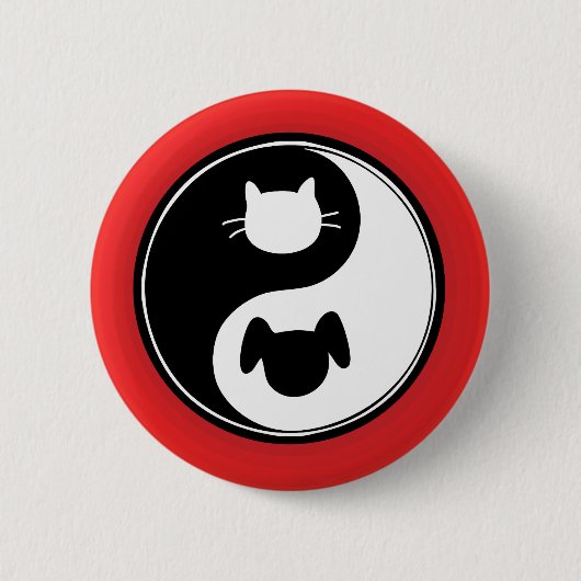 Yin Yang Cat Dog Ronde Button 5,7 Cm (Voorkant)