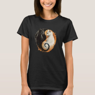 Yin Yang Cat Feng Shui Ying Yang Taoism Zen Buddhi T-shirt