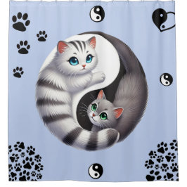 Yin Yang Cat Paws Douchegordijn