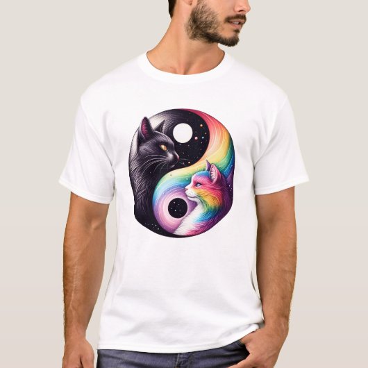 Yin Yang Cat Transgender Pride LGBT Gay Lesbian T-shirt (Voorkant)