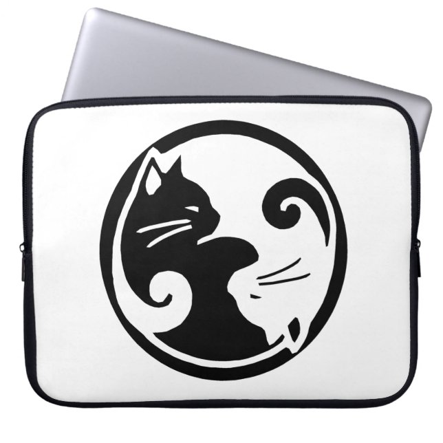 Yin Yang Cats 15-inch laptophoes Laptop Sleeve (Voorkant)