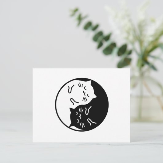 Yin Yang Cats Briefkaart (Staand voorkant)