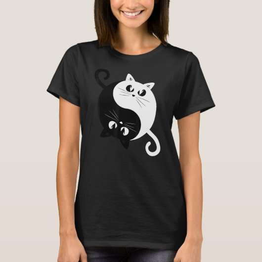 Yin Yang Cats Funny Cute Kittens Ying Yang T-shirt (Voorkant)