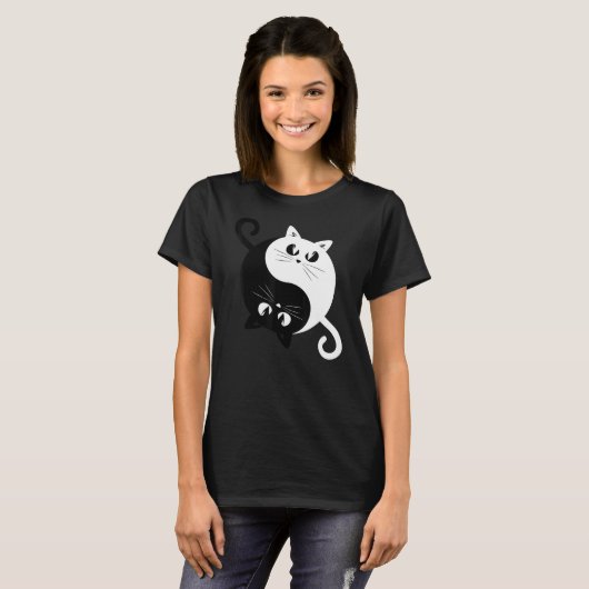 Yin Yang Cats Funny Cute Kittens Ying Yang T-shirt (Voorkant volledig)