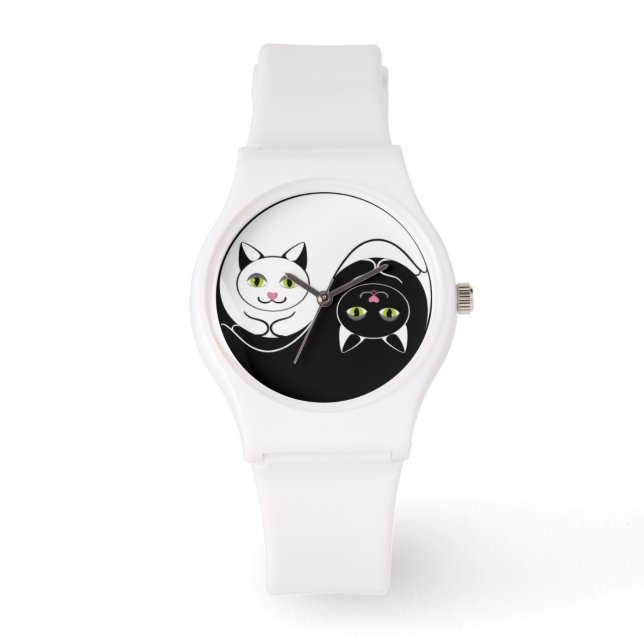 Yin Yang Cats Horloge (Voorkant)