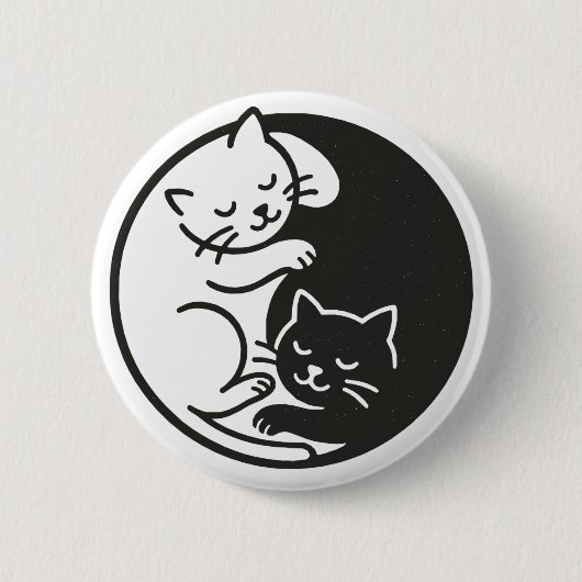 Yin Yang Cats Ronde Button 5,7 Cm (Voorkant)