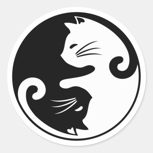 Yin yang cats ronde sticker (Voorkant)