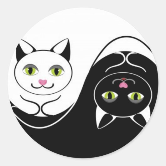 Yin Yang Cats Ronde Sticker (Voorkant)