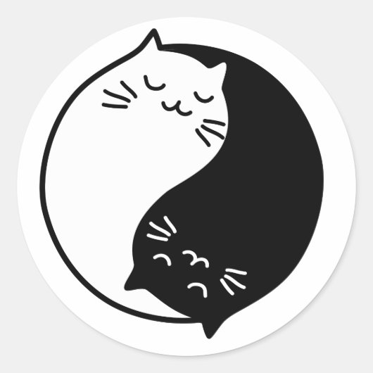Yin Yang Cats Ronde Sticker (Voorkant)