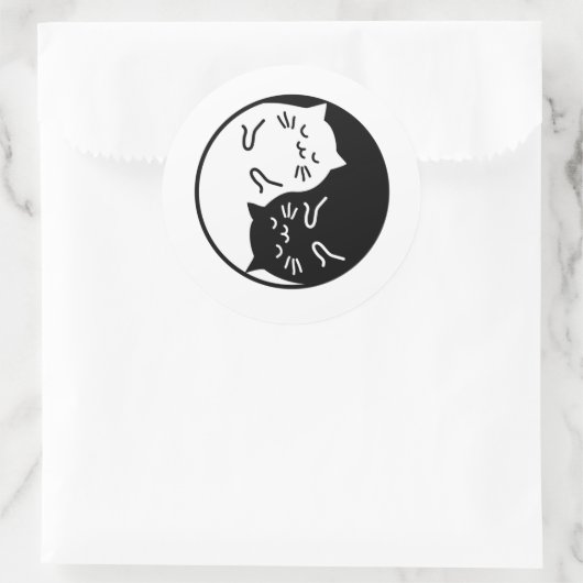 Yin Yang Cats Ronde Sticker (Tas)