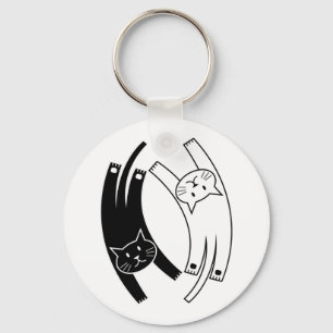 Yin & Yang Cats Sleutelhanger (op wit)