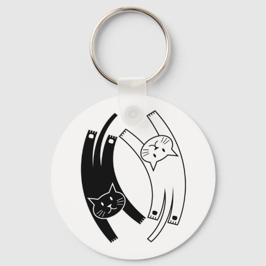 Yin & Yang Cats Sleutelhanger (op wit) (Voorkant)