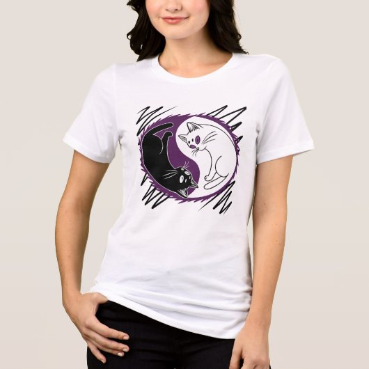 Yin Yang Cats T-Shirt | Asexual Ace Pride Flag (Voorkant)