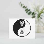 Yin Yang Celtic Tri Spiral Briefkaart (Staand voorkant)