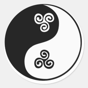 Yin Yang Celtic Tri Spiral Ronde Sticker