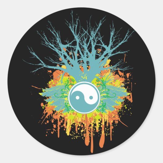 Yin Yang Chaos Ronde Sticker (Voorkant)
