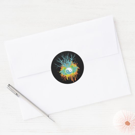Yin Yang Chaos Ronde Sticker (Envelop)