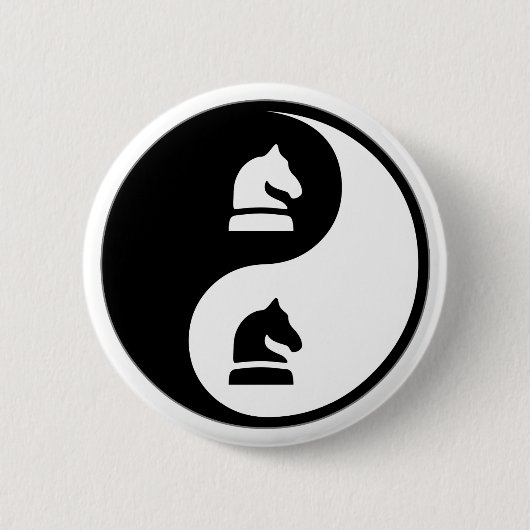 Yin Yang Chess Ronde Button 5,7 Cm (Voorkant)