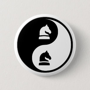 Yin Yang Chess Ronde Button 5,7 Cm