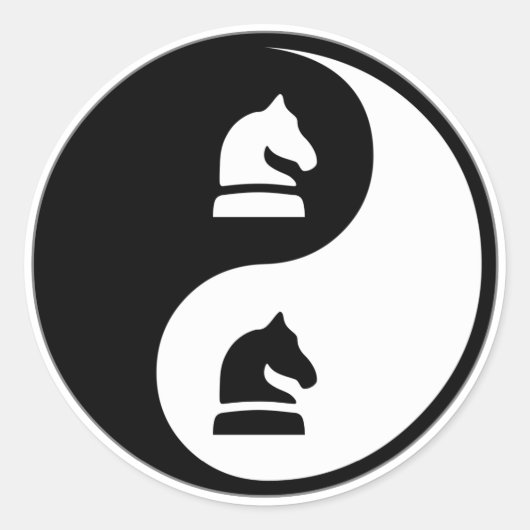 Yin Yang Chess Ronde Sticker (Voorkant)