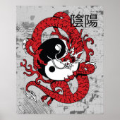 Yin yang Chinees symbool en draak Poster (Voorkant)