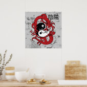 Yin yang Chinees symbool en draak Poster (Keuken)