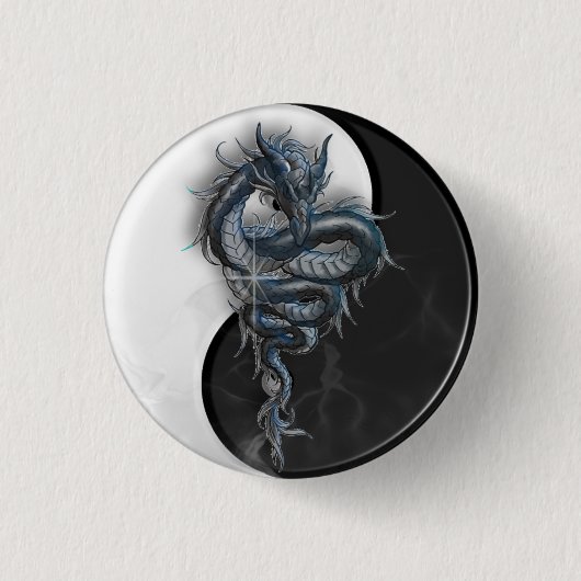 Yin Yang Chinese Dragon Badge Ronde Button 3,2 Cm (Voorkant)