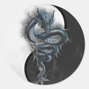 Yin Yang Chinese Dragon Grote Ronde Stickers