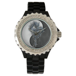 Yin Yang Chinese Dragon Rhinestone horloge