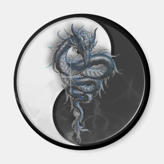 Yin Yang Chinese Dragon Ronde Magneet (Voorkant)