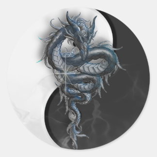 Yin Yang Chinese Dragon Ronde Stickers