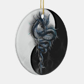 Yin Yang Chinese Dragon Round Ornament (Rechts)