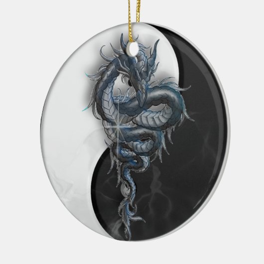 Yin Yang Chinese Dragon Round Ornament (Links)