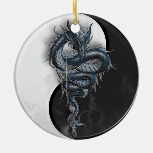 Yin Yang Chinese Dragon Round Ornament (Achterkant)