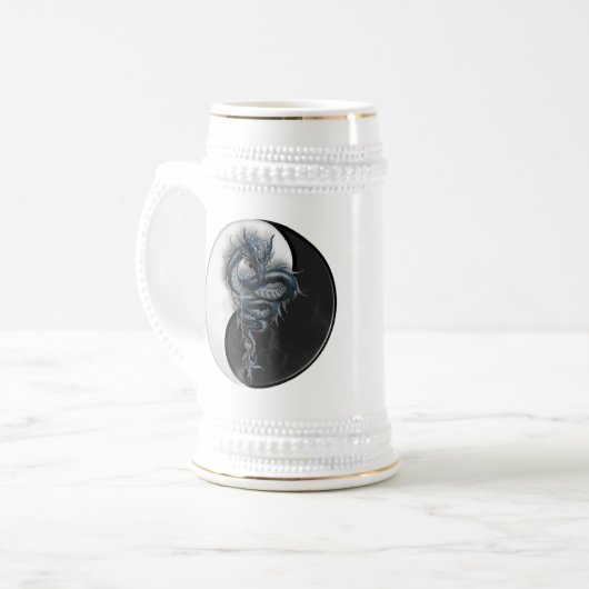 Yin Yang Chinese Dragon Stein Bierpul (Voorkant links)