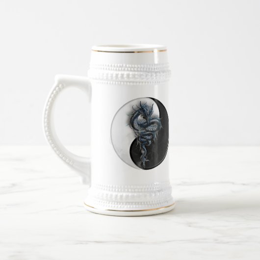 Yin Yang Chinese Dragon Stein Bierpul (Links)
