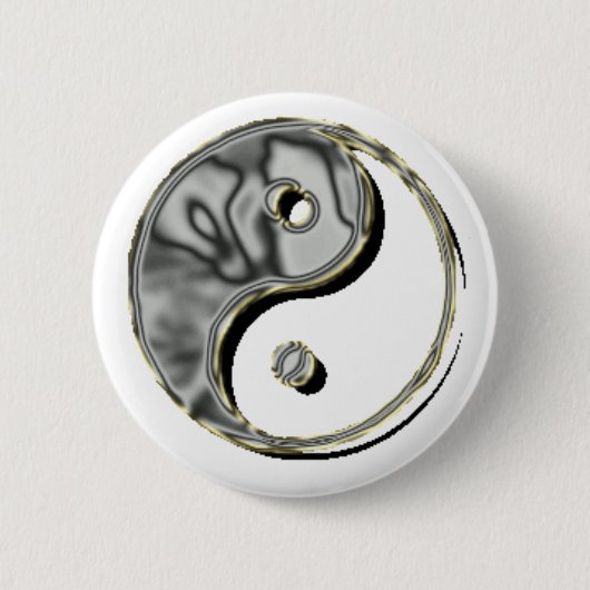 Yin Yang Chrome Ronde Button 5,7 Cm (Voorkant)