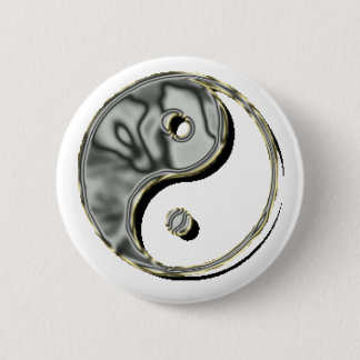 Yin Yang Chrome Ronde Button 5,7 Cm