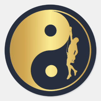 Yin & Yang Climber (goud) Ronde Sticker