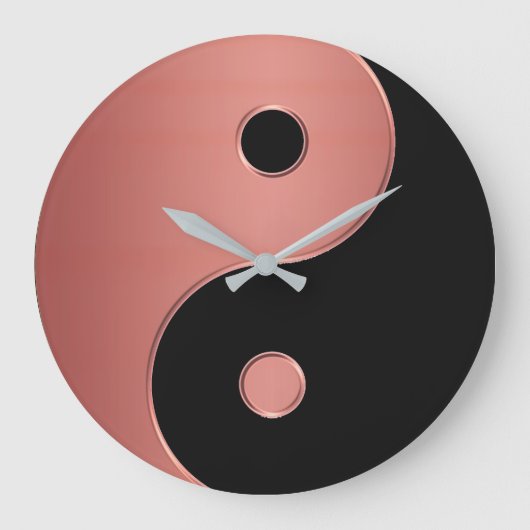 Yin Yang Clock in Copper of Clay en Black Grote Klok (Voorkant)